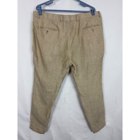 Joseph Abboud 100% LINEN Pants Men 38x26 Tan Slacks Lightweight - Picture 2 of 13